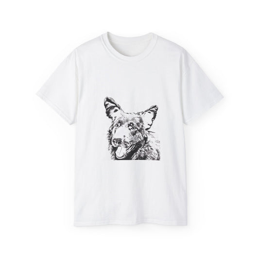 German Shepard Blk & Wht Unisex Ultra Cotton Tee