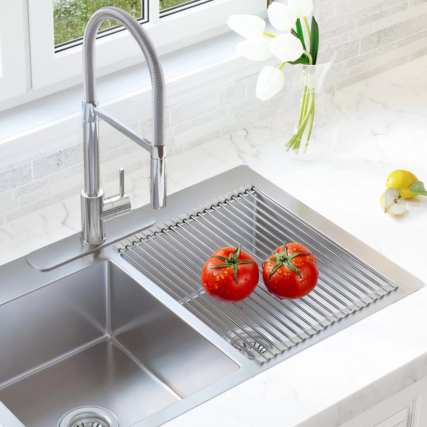 Drainer Rack 20L Large Silicone Water Filter Shelf, Kitchen Sink, Shelf, Sink Roller Shutter, Foldable Drain Shelf