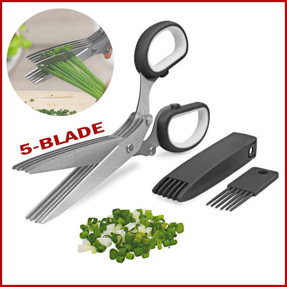 Herb Scissors Set With 5 Blades And Cover - Multipurpose Kitchen Shear