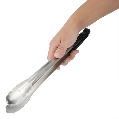 Stainless Steel Black Handle BBQ Grill Food Clip Anti-scald Barbecue Clamp Accessory Tongs Tool