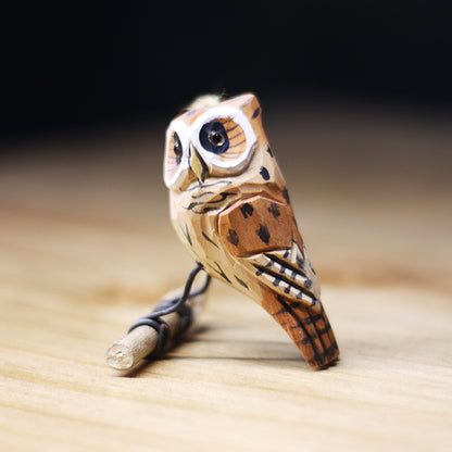 Owl Toucan Wood Carving Pendant Handmade Solid Wood Wood Carving
