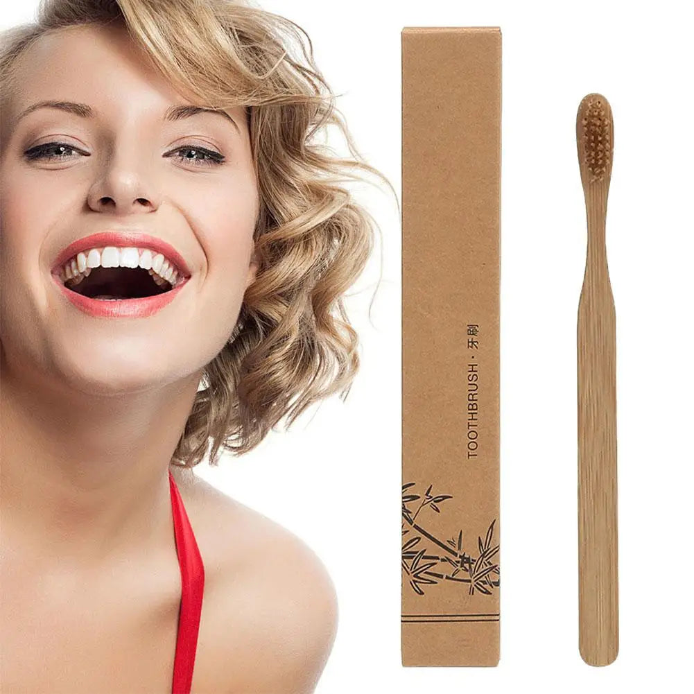 1 Pcs Bamboo Charcoal Toothbrush Natural Disposable Adult Bamboo Eco Friendly Toothbrush Biodegradable Hair Soft N6o1