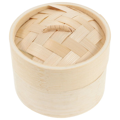 1 Set Bamboo Food Steamer Covered Bamboo Dumpling Bun Steamer Basket Kitchen Steamer For Chinese Food Buns Making Cooking Tool