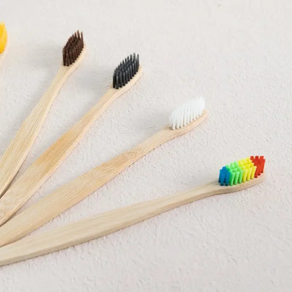 10Pcs Eco friendly toothbrush Bamboo Resuable Toothbrushes Portable Adult Wooden Soft Tooth Brush for Home Travel Hotel use