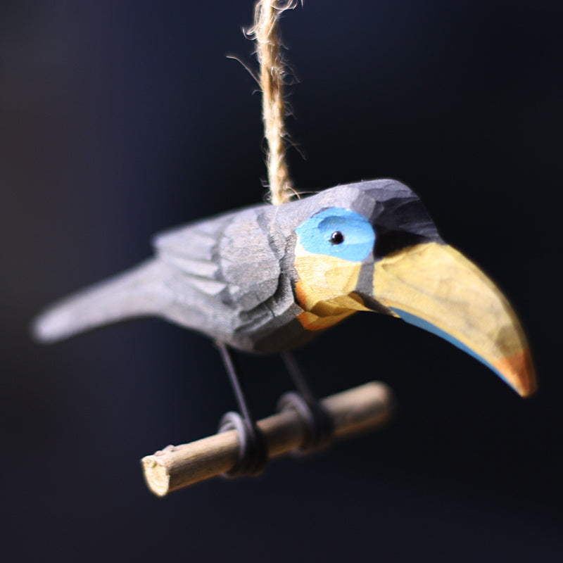 Owl Toucan Wood Carving Pendant Handmade Solid Wood Wood Carving